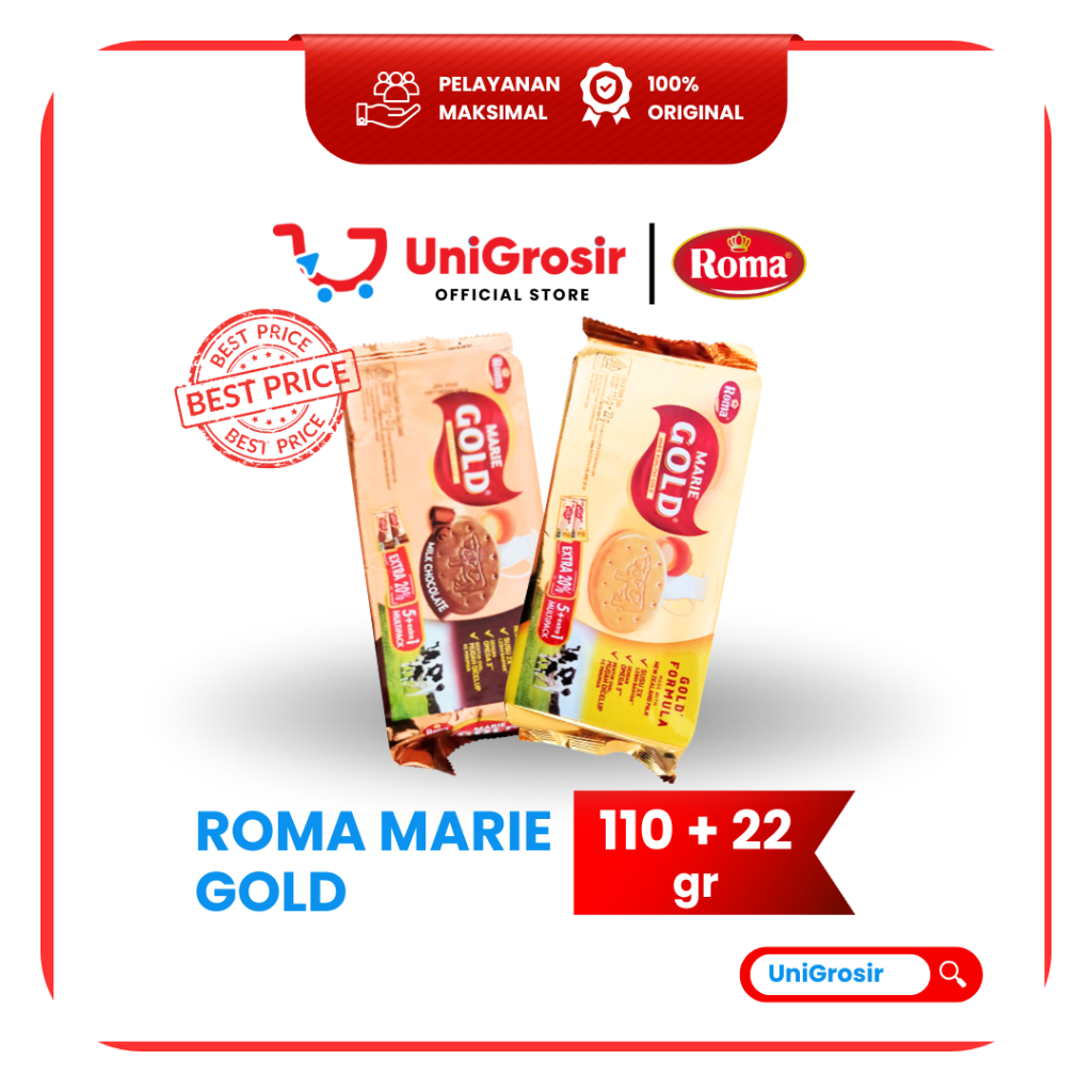 [UniGrosir] ROMA MARIE GOLD FORMULA ORIGINAL COKLAT BISKUIT MARIE SUSU ~ 110 + 22 gr