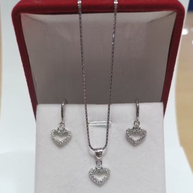 perhiasan satu 1set Perak Asli silver 925 lapis emas putih set03