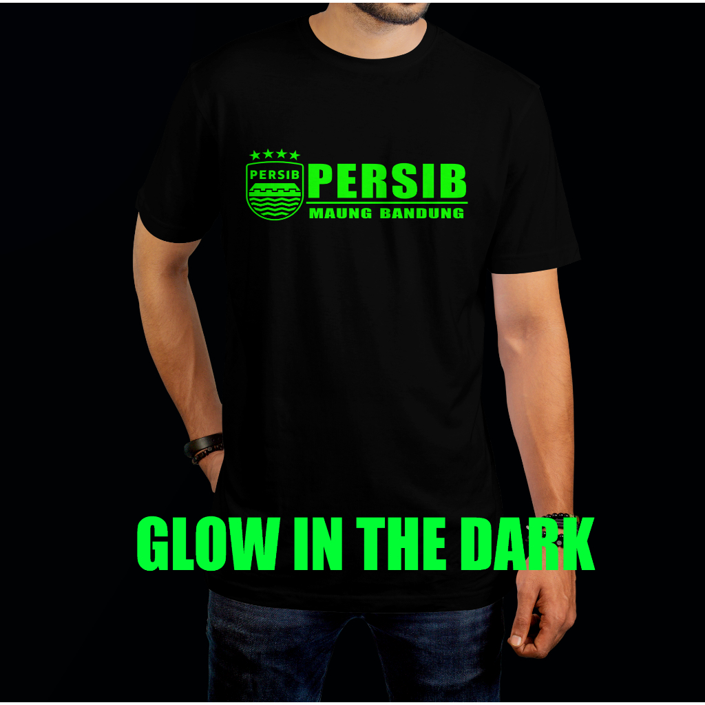 KAOS DISTRO PRIA DAN WANITA PERSIB GLOW IN THE DARK BAJU NYALA DALAM GELAP