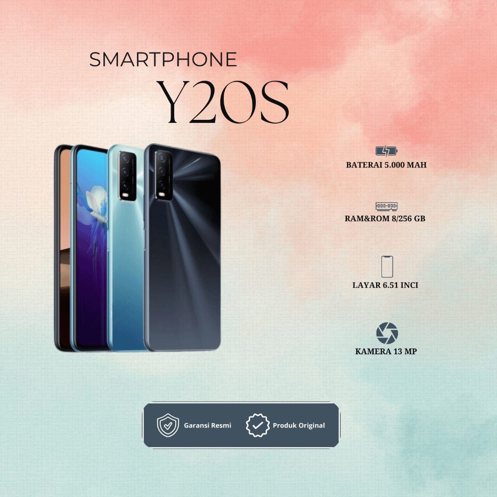 HP VIVO Y20S RAM 8/256GB KAMERA 13 MP LAYAR 6.51 INCI ORIGINAL GARANSI 1 TAHUN