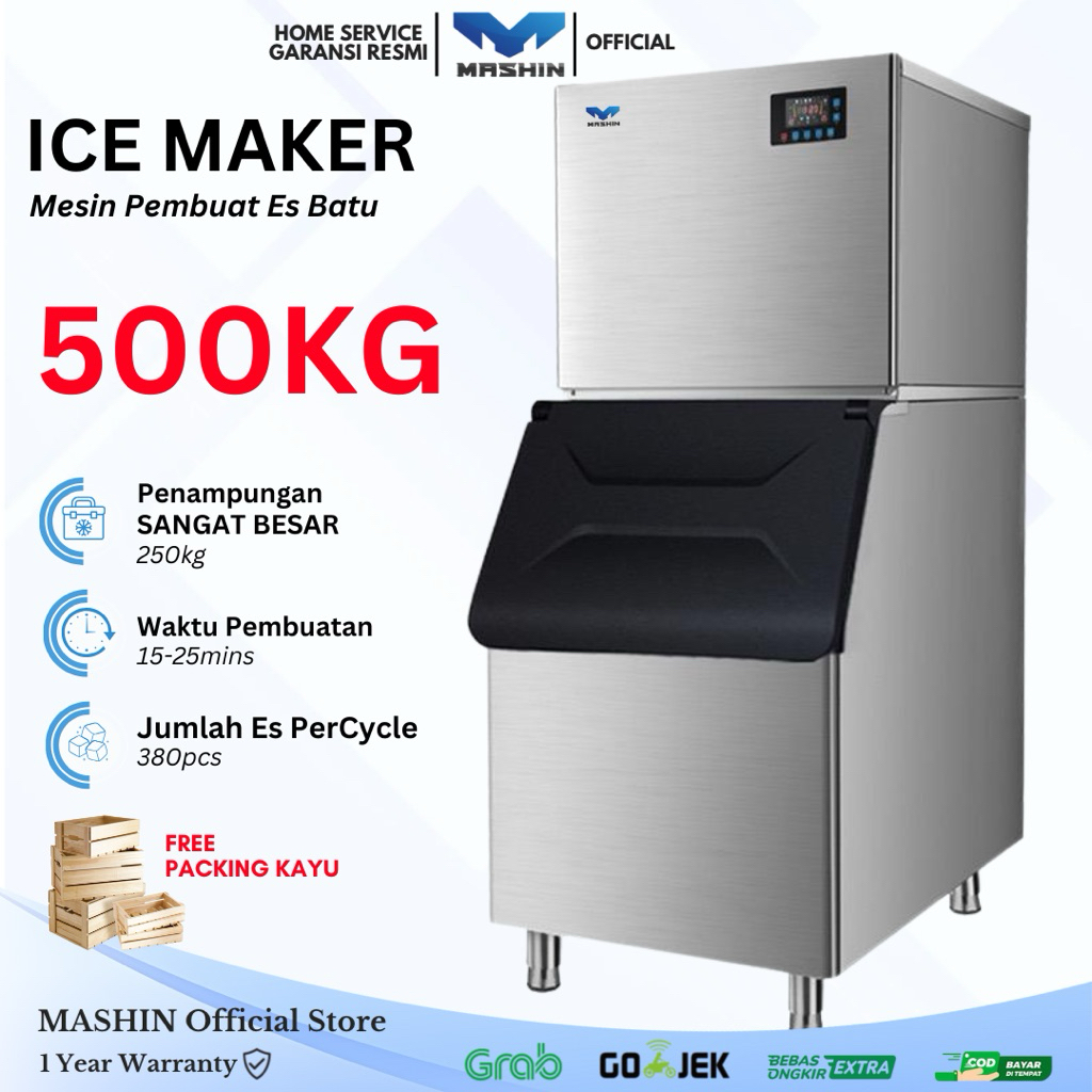Mashin - Mesin Es Batu Kristal 500KG/24Jam Ice Maker Machine Kapasitas Sangat Besar