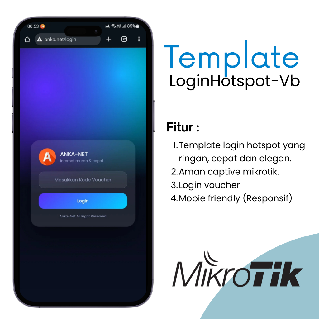 Template Login Page Mikrotik Hotspot Voucher Premium Responsive Mobile Simple | Login Hotspot-Vb