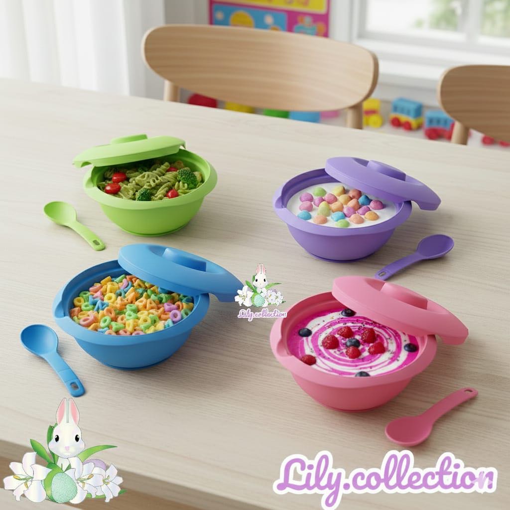 Mangkok Sayur | Mangkok Plastik | Mangkok Sayur Plastik Dengan Tutup Dan Sendok - LILYCOLLECTION