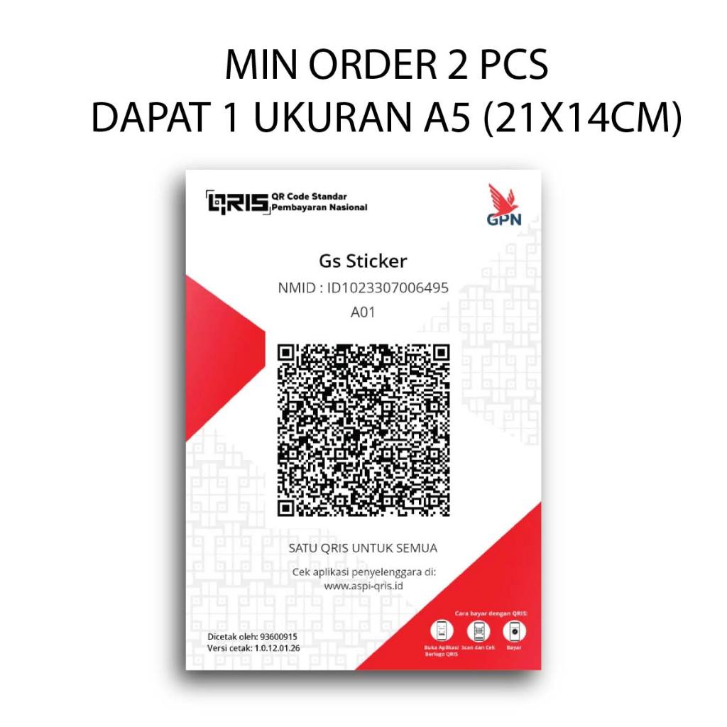 Stiker QRIS / Kode QR Bank & E-Wallet Premium - Anti Air, Luntur & Gores - Laminasi Glossy
