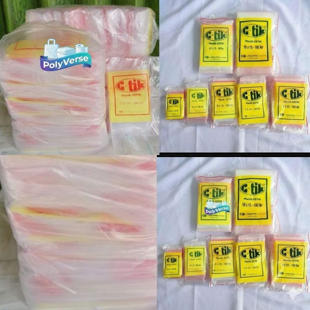 100 pcs Plastik Klip C-tik Ziplock Bening Transparan Aman untuk Makanan