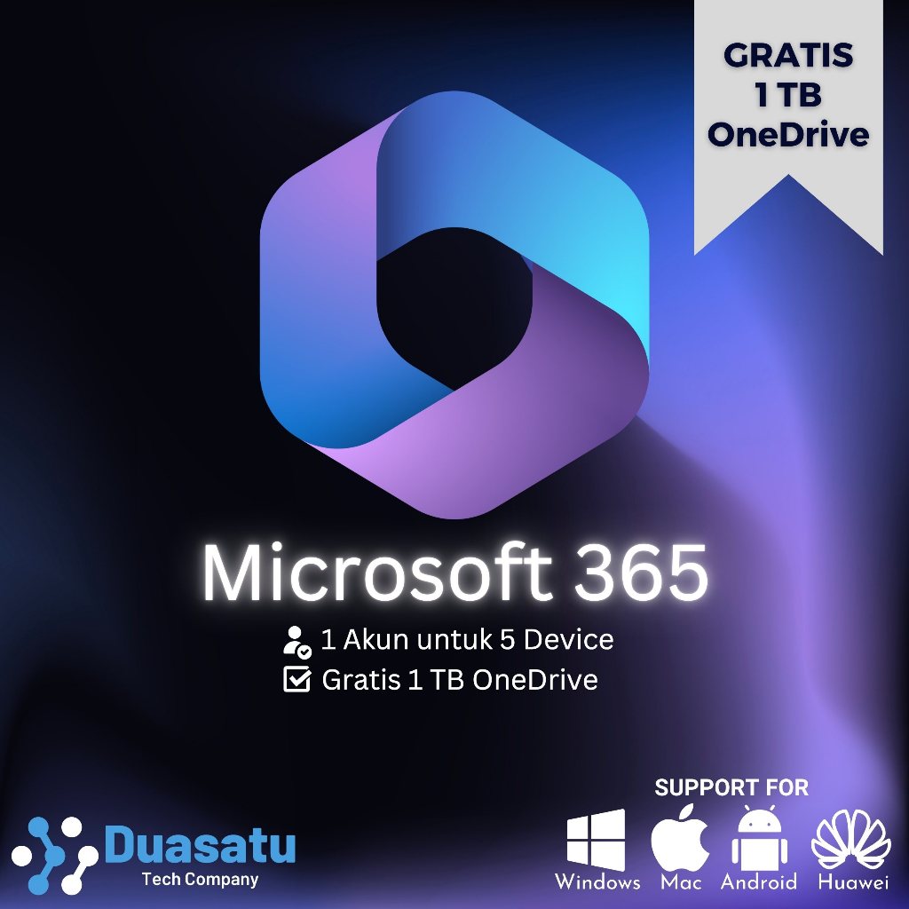 Microsoft Office 365 Pakai Email Pribadi 1TB Onedrive - 5 Devices Full Adds-in (Mendeley dll.) 1 Tah