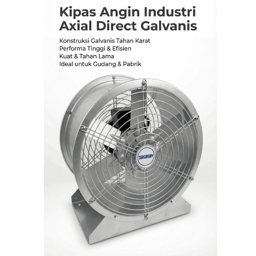 Axial Fan Galvanis Direct 12 Inch 380V 550W - Blower Industri 1400 RPM With Nest