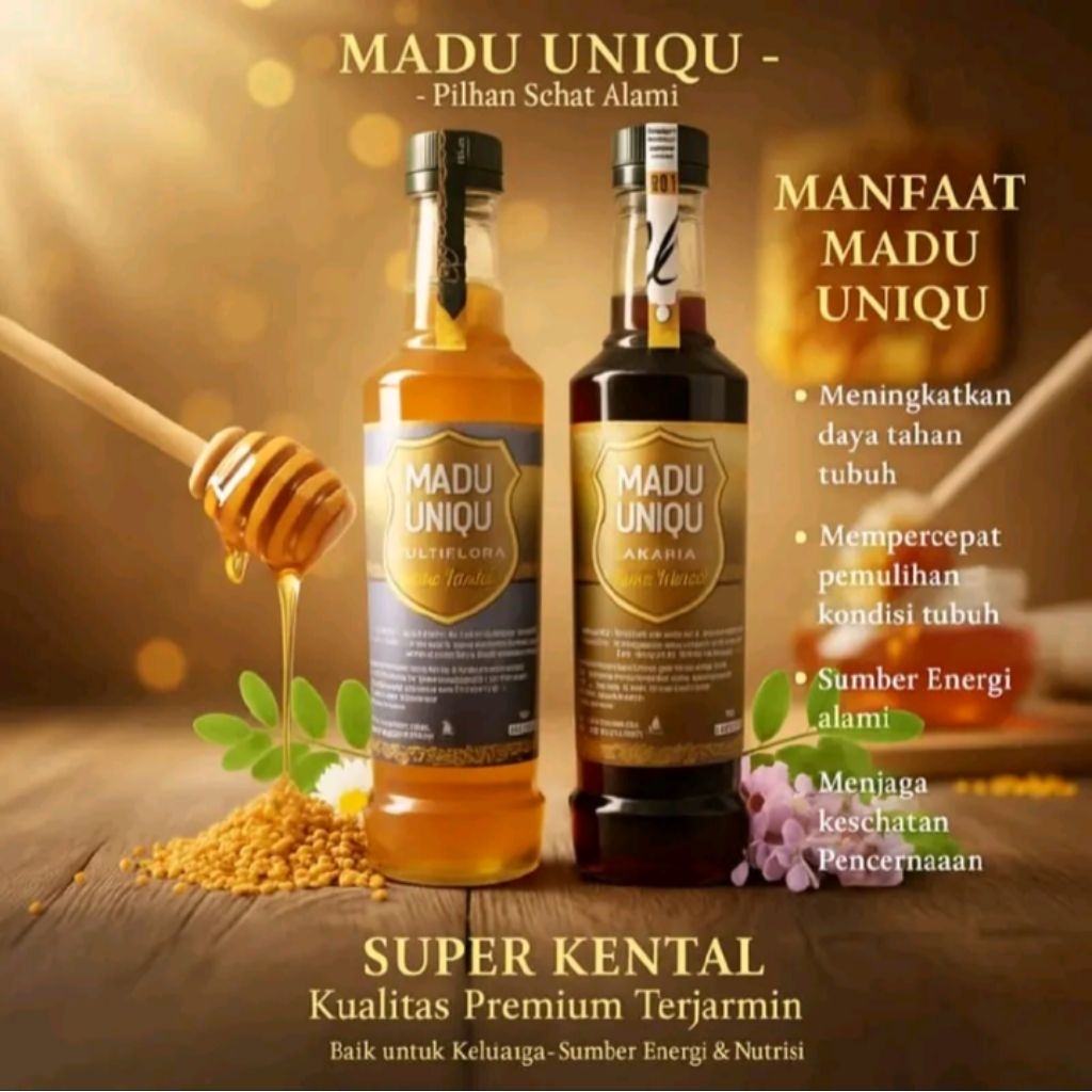 Madu Beli 1 gratis 1 Madu UNI 500gr Madu akasia dan multiflor 2 botol