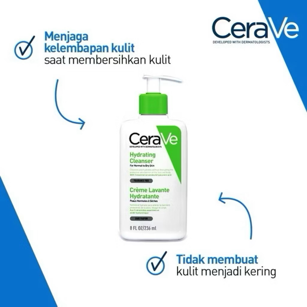 INSTANT ORIGINAL CeraVe Hydrating Cleanser 236ml - 125ml Cetaphil Gentle Skin Cleanser All Skin Type