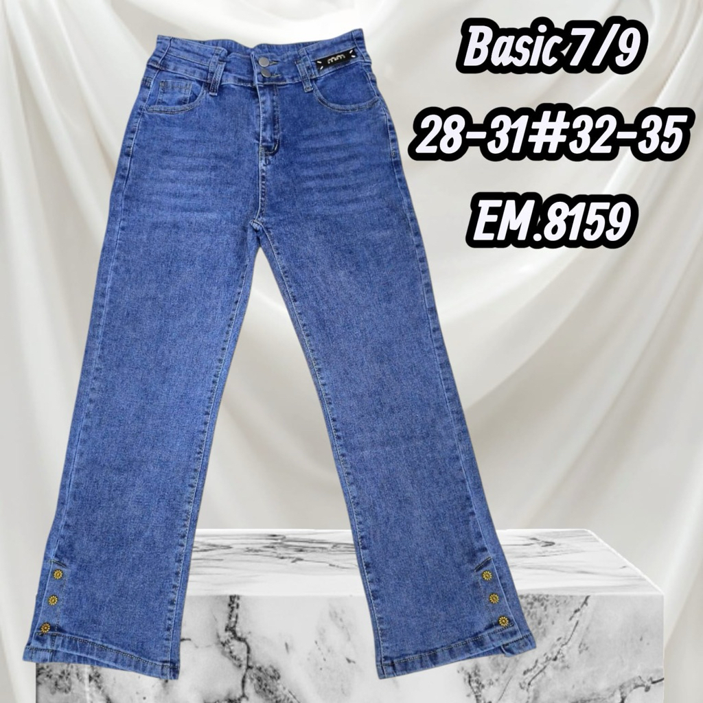 Celana Loose Jeans/ Celana Basic 7/9 Snow  Black Kerent 6200 Kerent Jeans