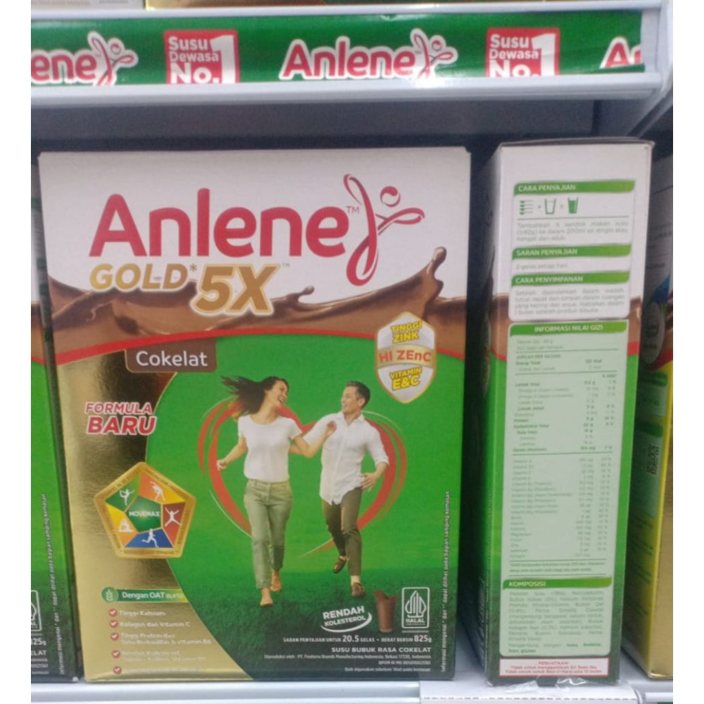 susu anlene gold 5x coklat 825g