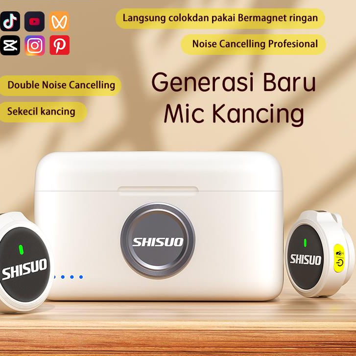 SHISU0 A6 Wireless Microphone 2-In-1 Clip OnMic Magnetic Mikrofon HP Plug &Play DualLavalier Microph