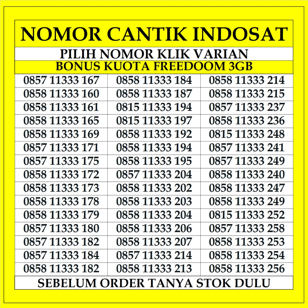 Kartu Perdana Indosat Freedom 3GB Nomor Cantik Im3 Ooredoo