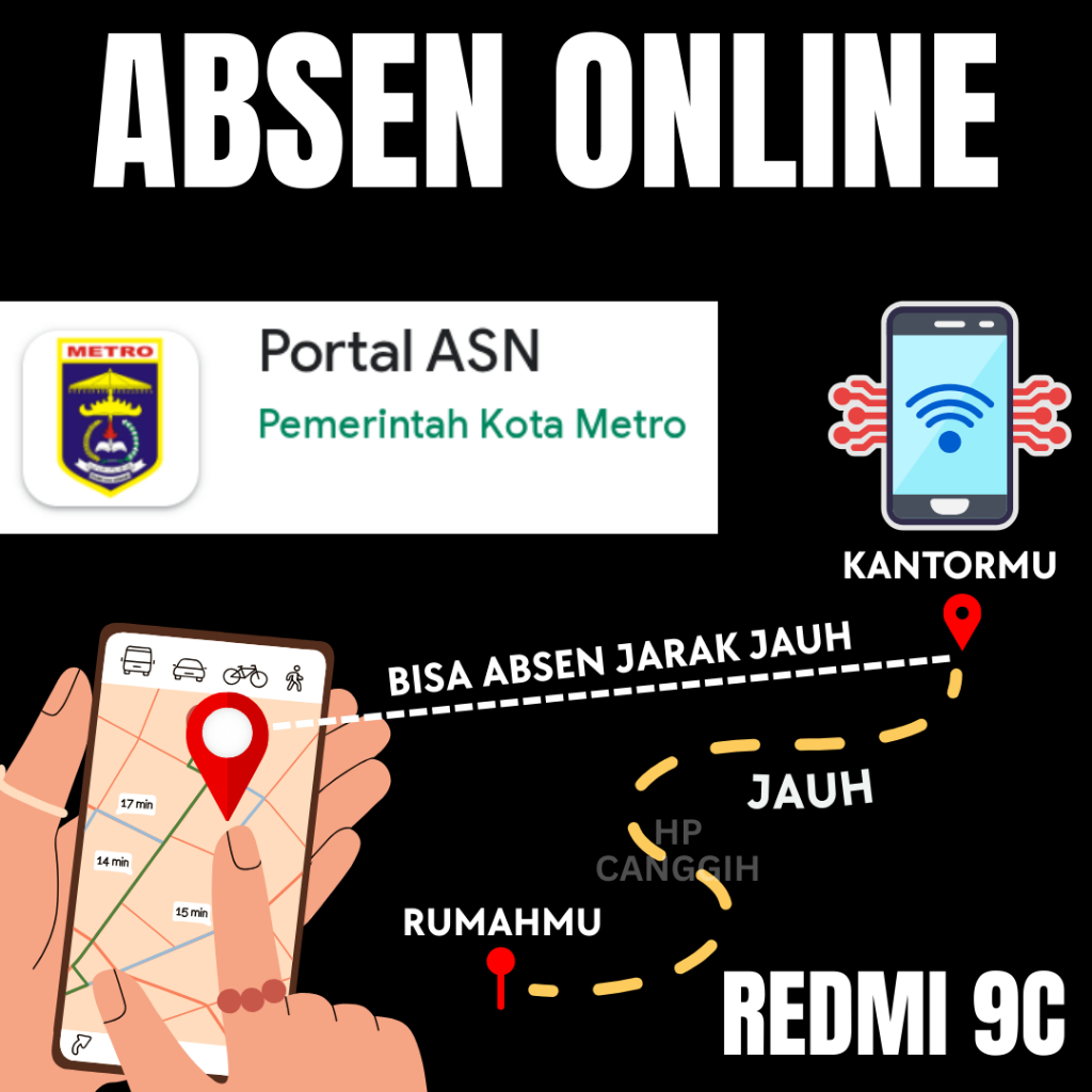 hp absen online fake gps absen jarak jauh redmi 9c 3/32 hp bekas pakai 100% original garansi