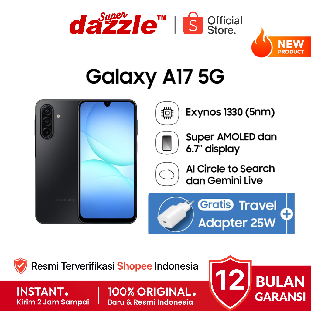HP SAMSUNG Galaxy A17 5G 8/256 GB Super Amoled Original Resmi Official Store Handphone Ori