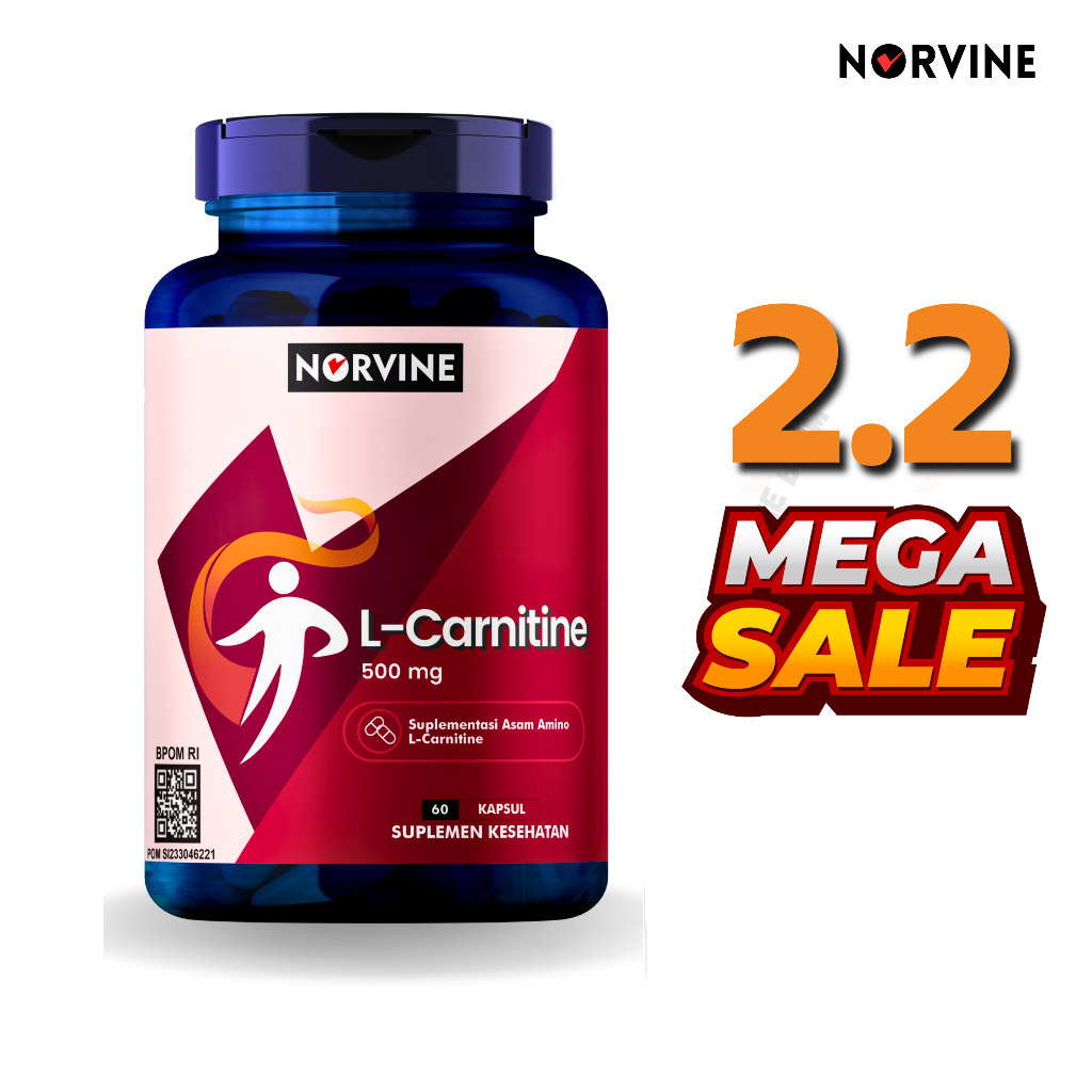 L CARNITINE 500 MG FAT NORVINE USA FAT BURNER PEMBAKAR LEMAK - 60 CAPSULES