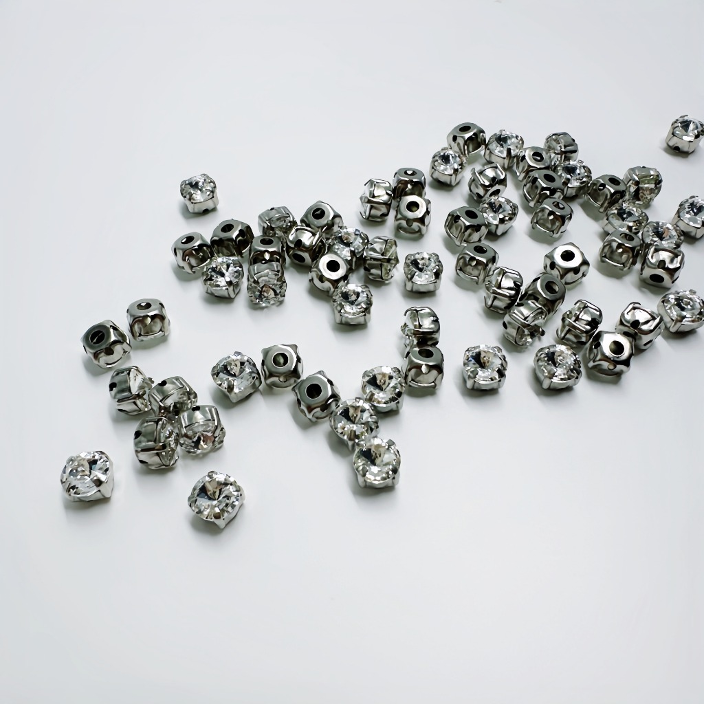 Kristal Jahit Kristal Cangkang Kristal Bulat  (+-6mm)(Grade S)(ISI 12 PCS/ 1 Lusin), Payet Rangkai P