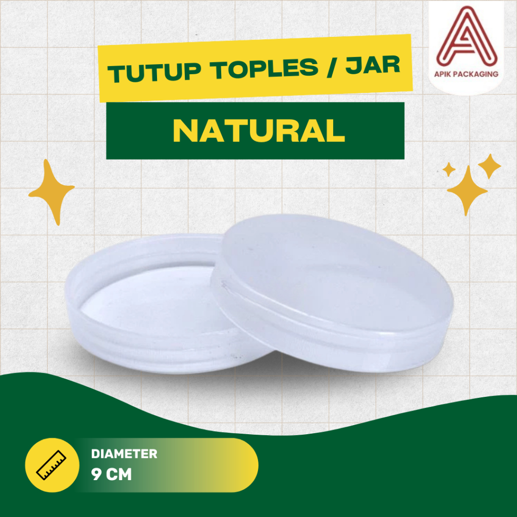 TUTUP JAR / TOPLES ALUMINIUM / PLASTIK NATURAL UKURAN DIAMETER 9 CM