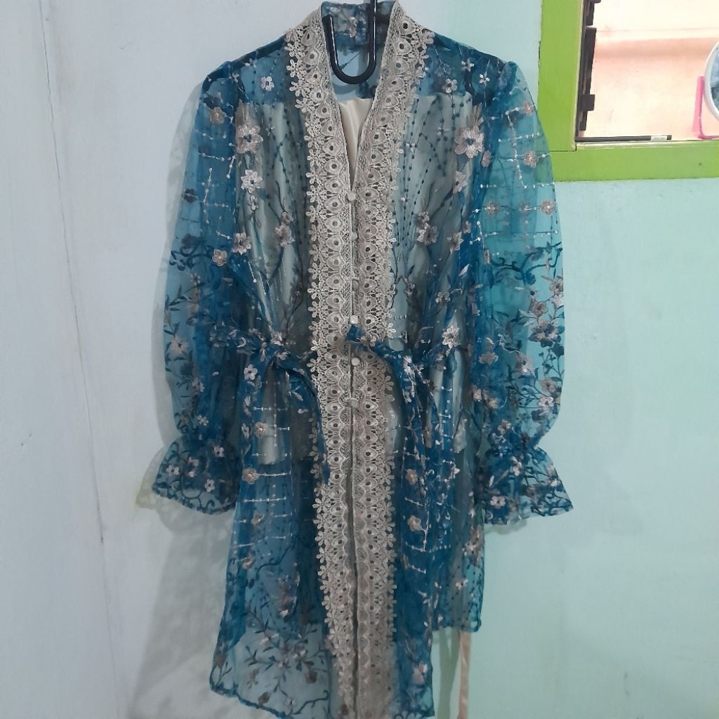 kebaya brokat one set rok lilit emerald fashion