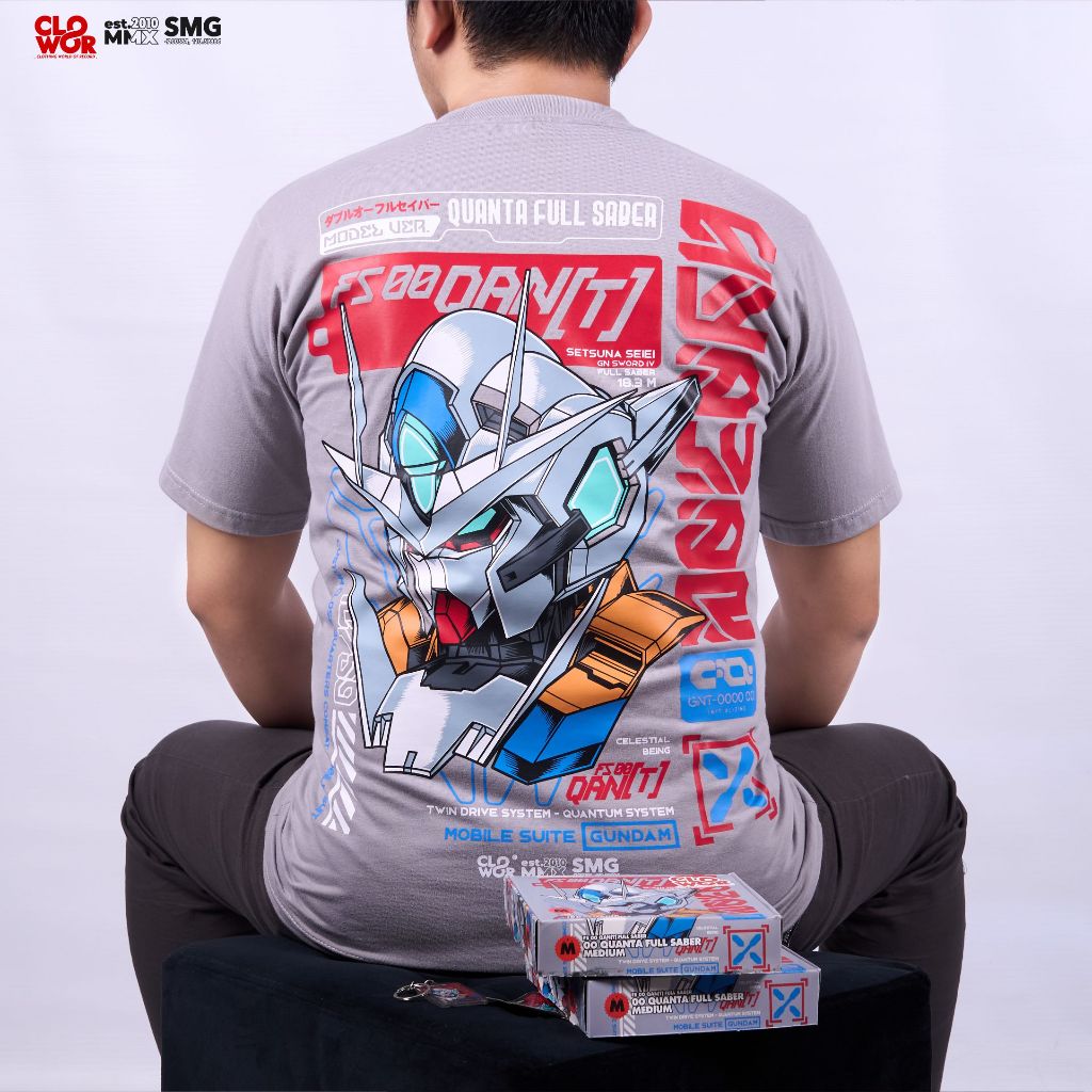 CLOWOR 00 Quanta Full Saber Mobile Suit Gundam 00V Senki Anime Kaos T-Shirt 24s 185GSM