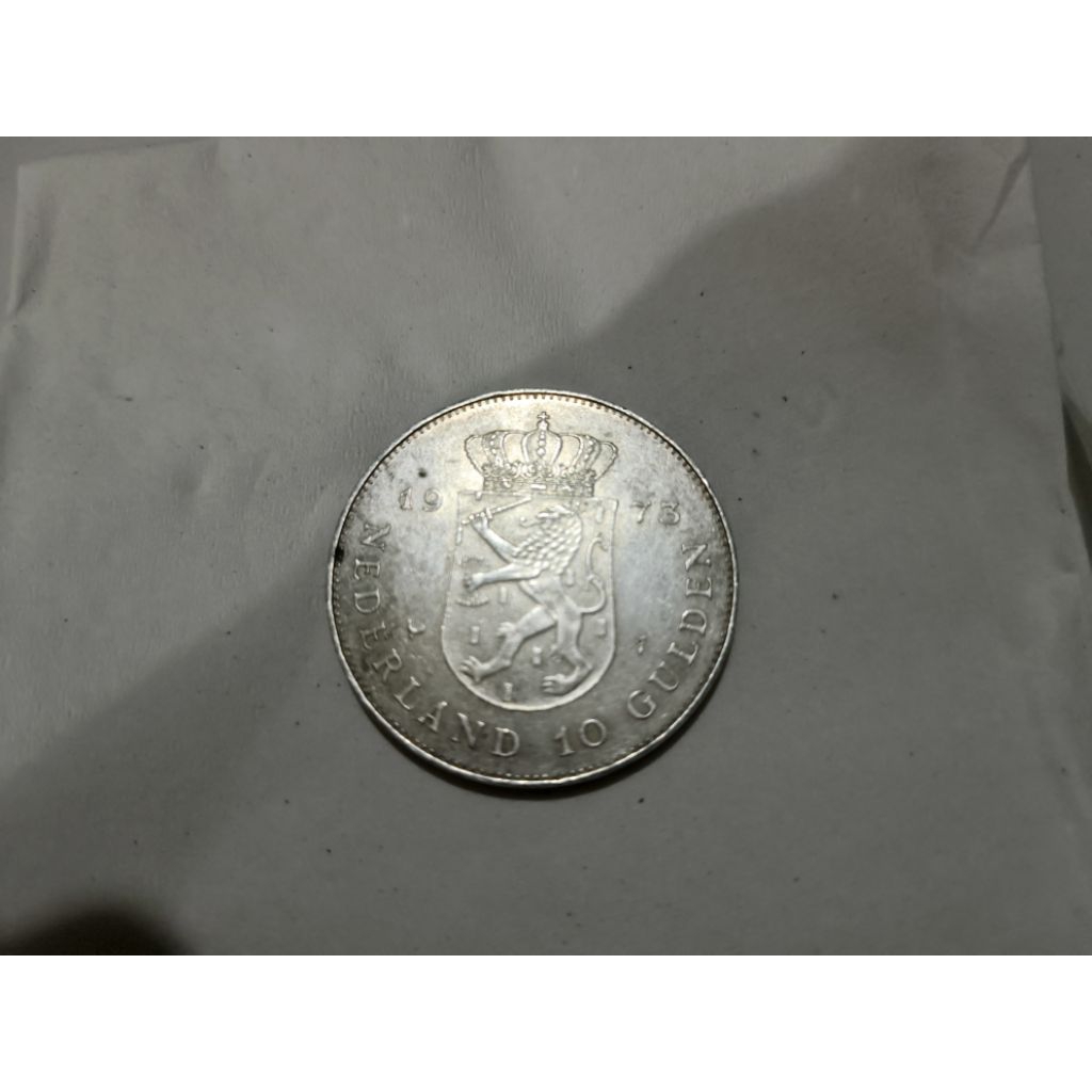 KOIN PERAK 10 GULDEN JULIANA 1973.