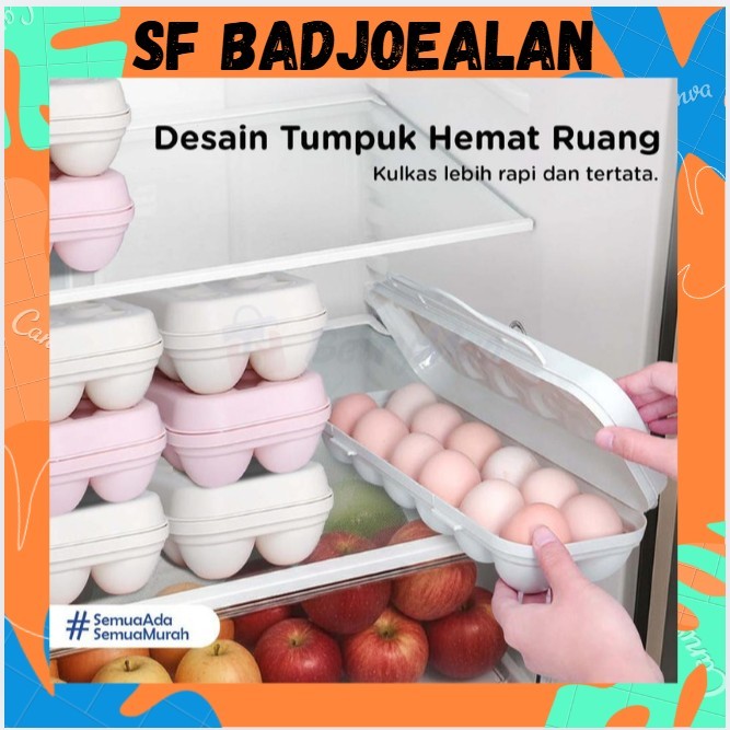 Tempat Telur Kulkas 12 Grid Wadah Penyimpanan Telur Plastik Tebal Egg Tray Minimalis Modern SF273