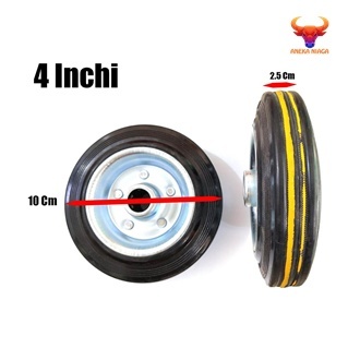 GROSIR TERMURAH RODA ETALASE 4" RODA GEPENG / RODA SAJA KARET / BAN TROLLEY GEROBAK AN22