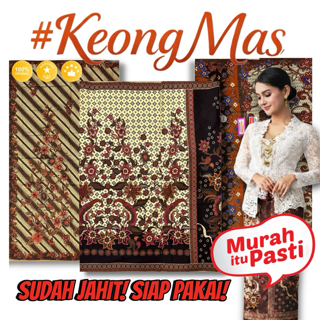 Sarung Batik Keong Mas Sudah Jahit Kain Jarik Panjang Lebar Halus  Besar Motif Kembang Besar Cap New