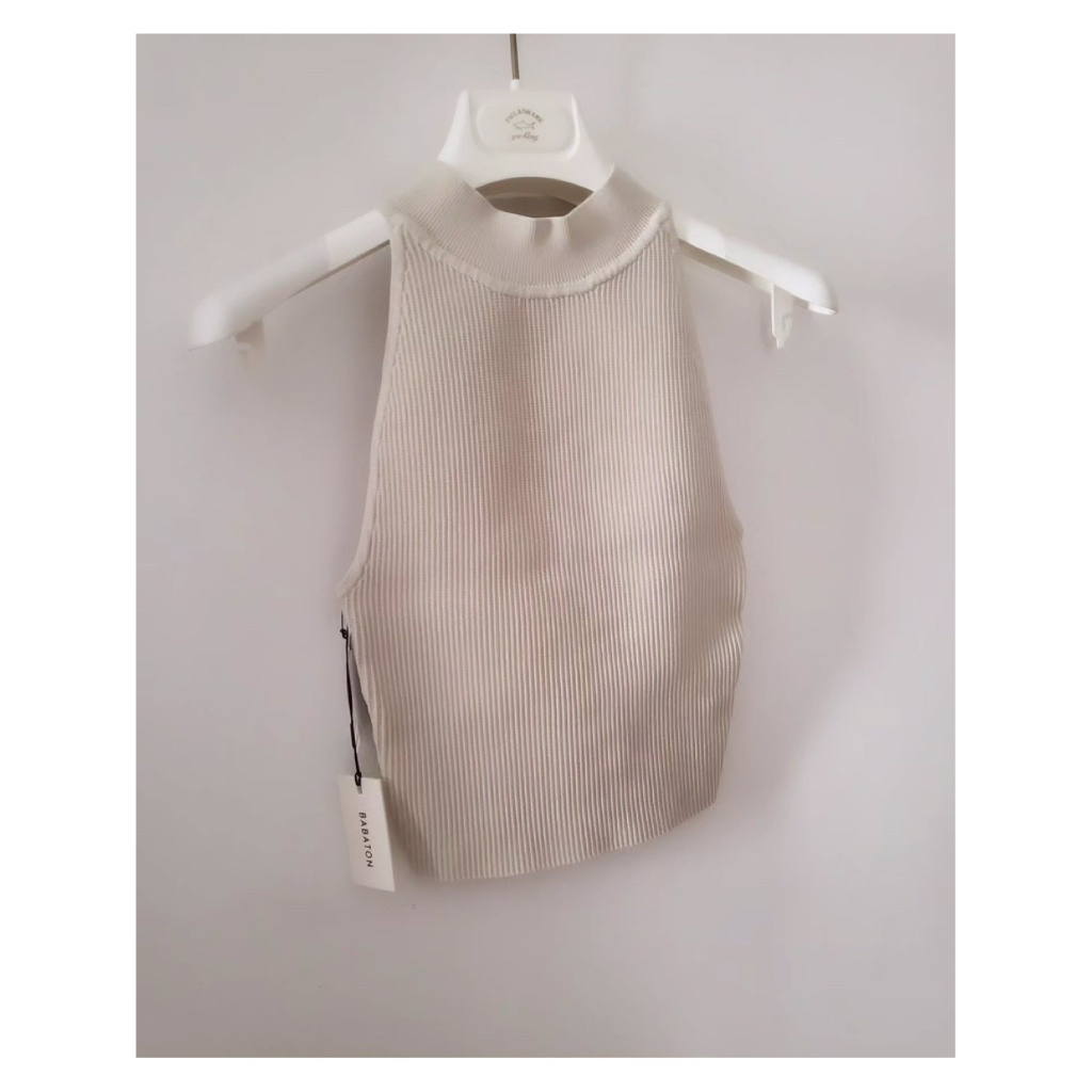 Aritzia New York Babaton Sculp Knit Halter Neck matte pearl