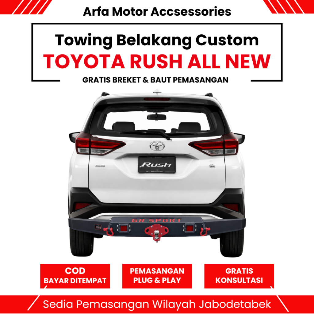 Towing Belakang Rush 2019-2026 All New Rear Guard Bumper Custom Pengaman Pelindung Bemper Mobil Baja