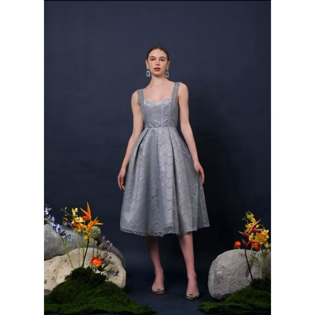 gaun pesta merk COMA LABEL silverstone elegan