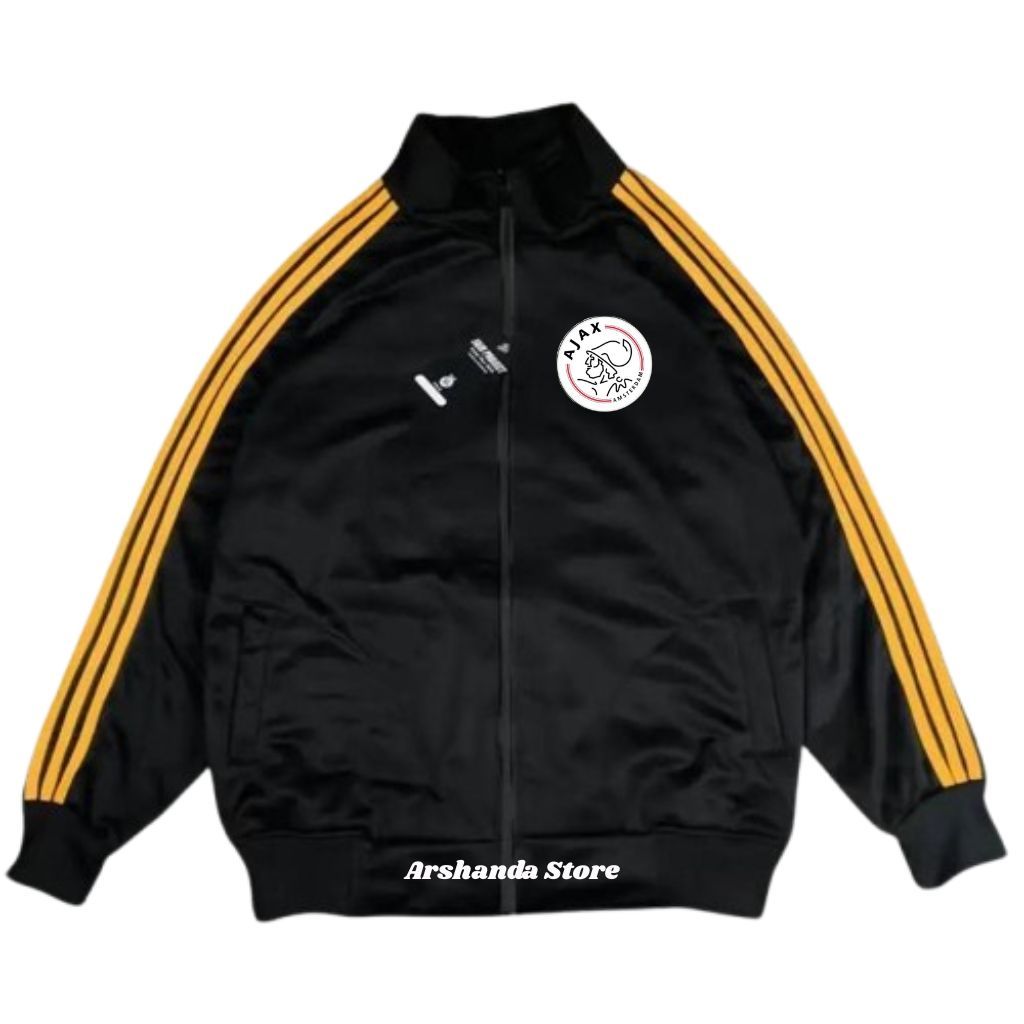 Tracktop Jaket Unisex Black Stripe Kuning List Outdoor Jacket Olahraga Club Bola Top Dunia Ajax M-XX