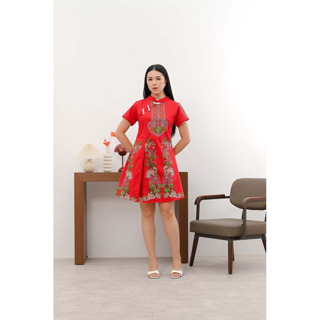 Dress batik cheongsam qb170 red
