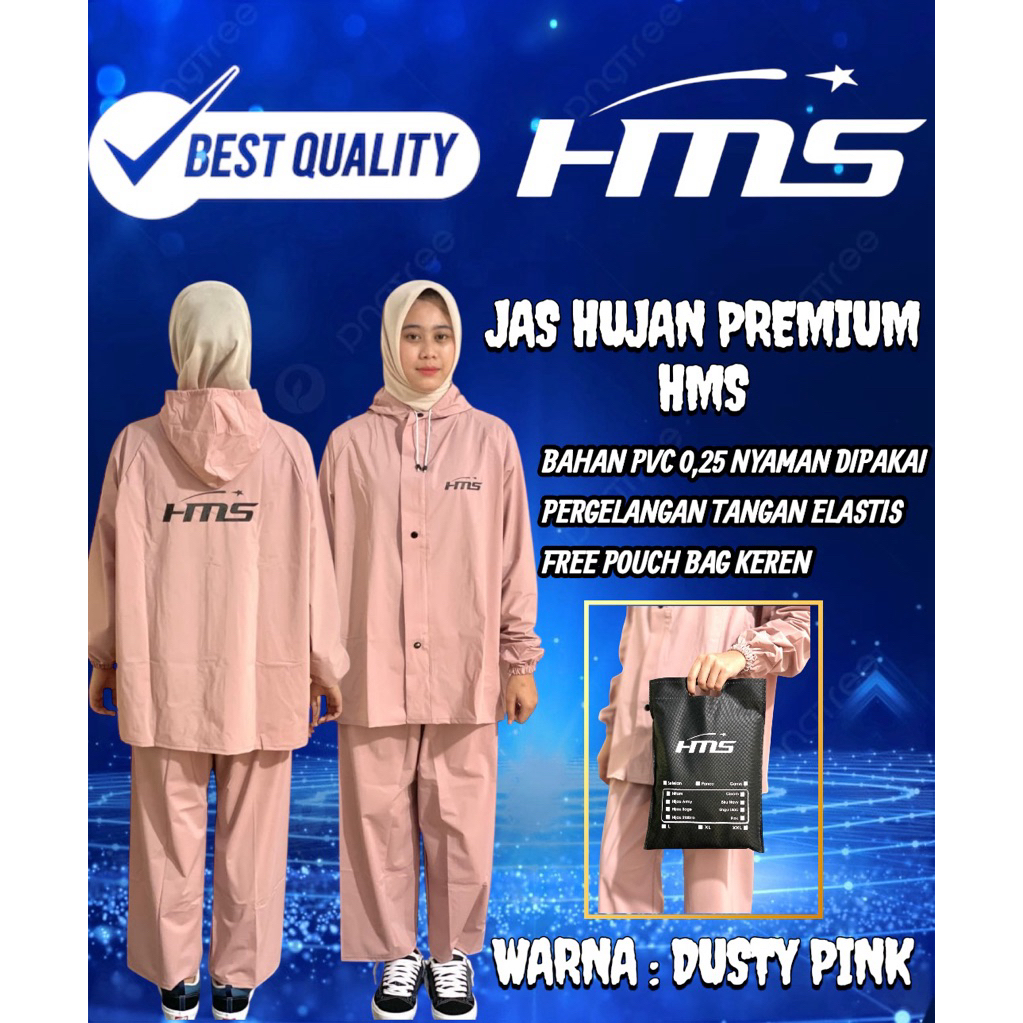 Jas Hujan pria wanita tebal kualitas bagus original by HMS