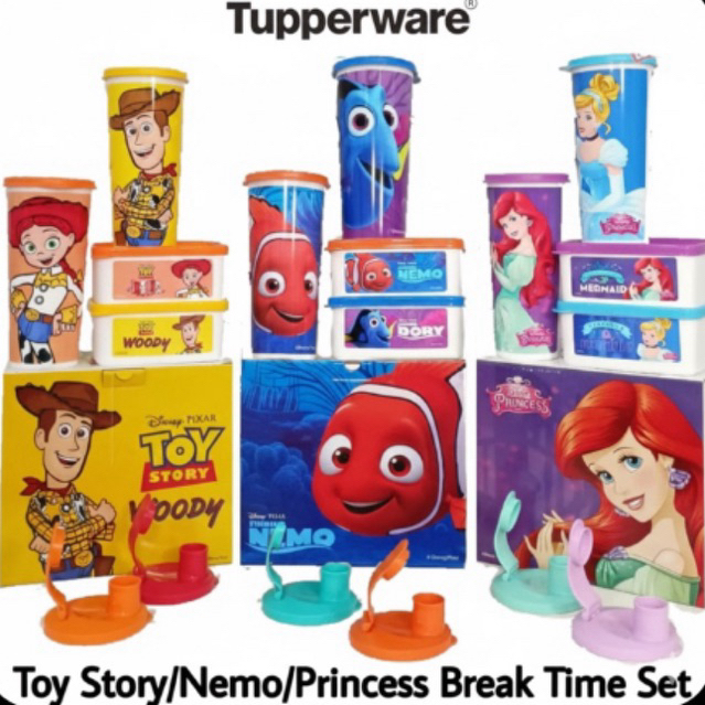 tupperware break time princess toy story nemo hello kitty set