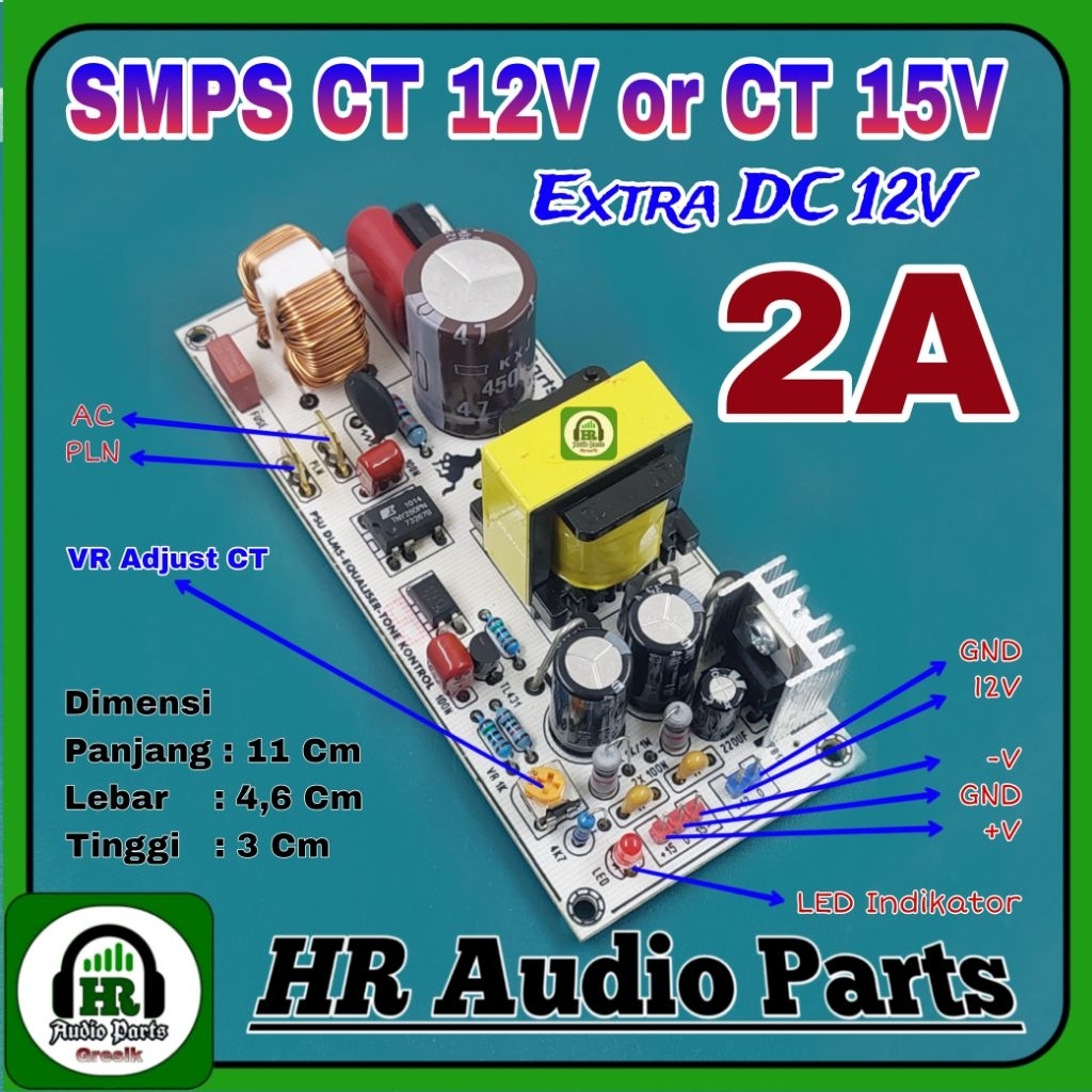 SMPS CT 12V or CT 15V ( Adjust CT11~16V ) Extra DC 12V for DLMS Equalizer Tone Control Mixer DLL Adj