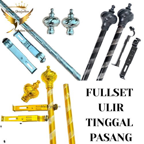 Batangan Gorden / Batang Gorden / Besi Gorden / Tiang Gorden GOLD - SILVER - HITAM MODEL ULIR STANDA