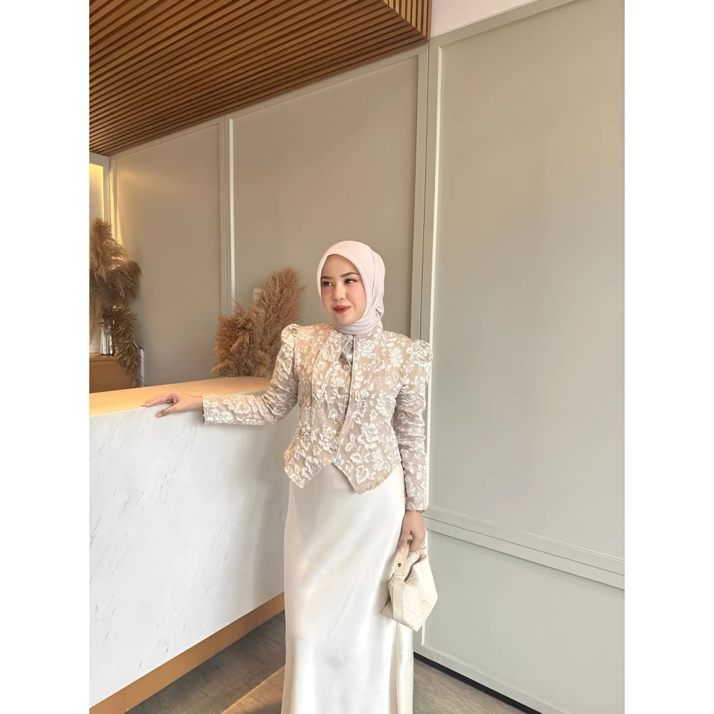 Flower Blouse Long Sleeve - Blazer Wanita Korean Look - Atasan Wanita Casual Trendy Motif Bunga