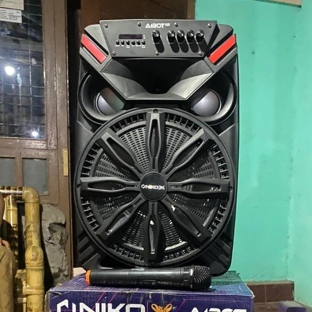 Speaker Niko Seri AIBOT-12 80 Watt Trolley Speaker - Suara Kuat dan Desain Mewah