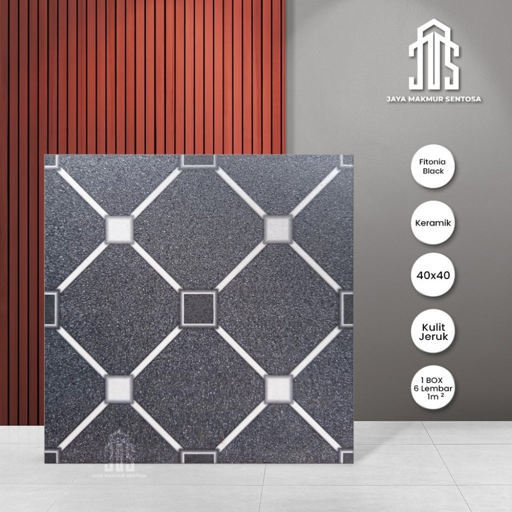 Keramik Lantai Teras Kasar 40x40 Fitonia Black