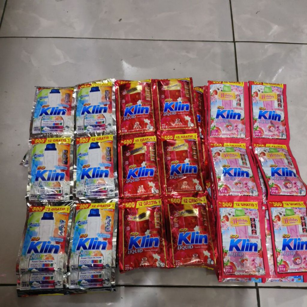 Soklin Deterjen Bubuk 24 Sachet - Softergent, Deterjen Cair 24 Sachet, Liquid Softergent 24 Sachet