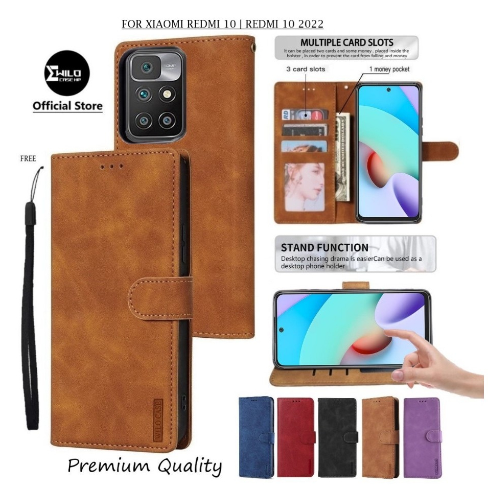 Flip Case Walet XIAOMI REDMI 10 / REDMI 10 2022 Flip Wallet Case Kulit Casing Dompet Case Wallet Lea