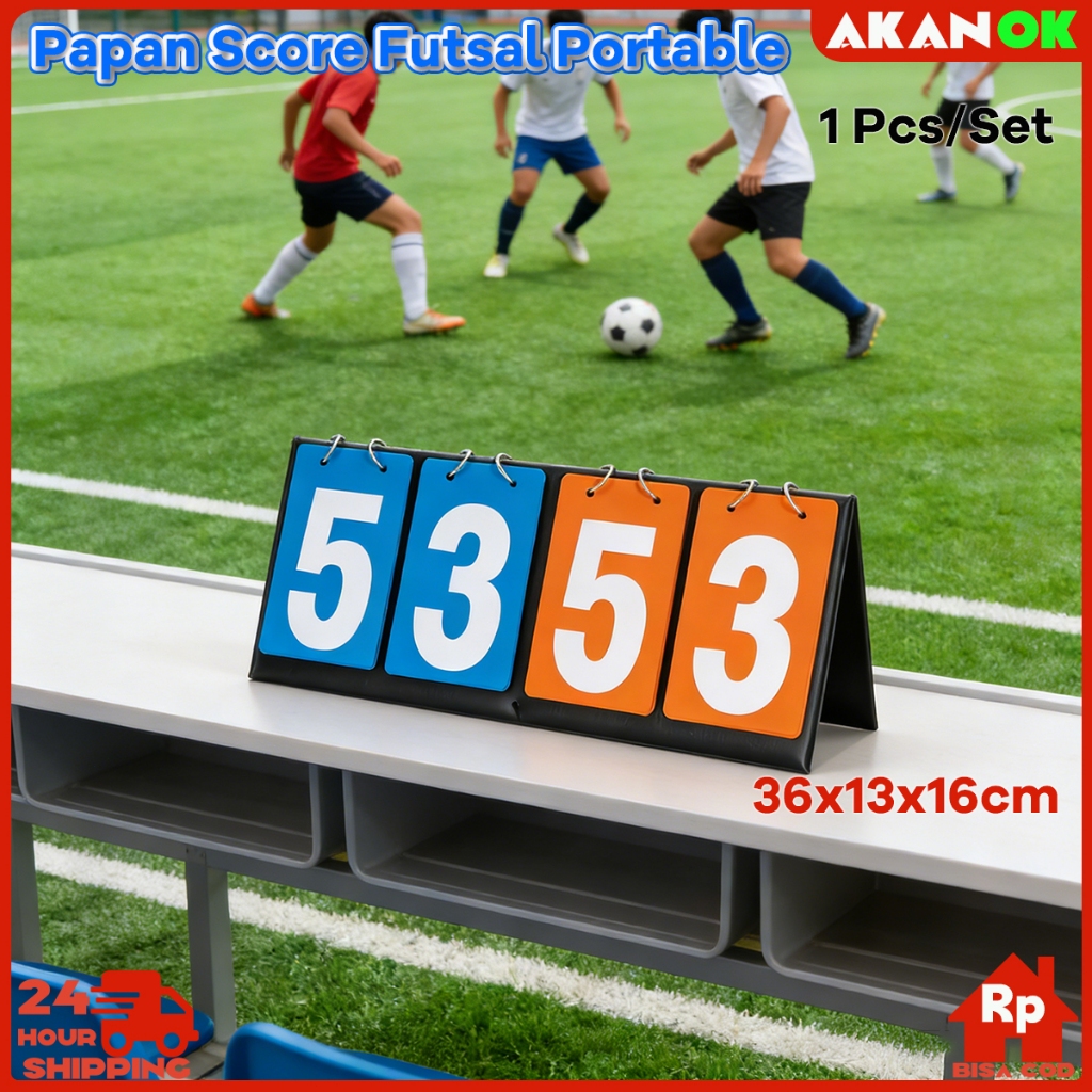 Papan Score Futsal & Tenis Portable | Papan Skor Manual 2 Digit (1-99) untuk Bola Voli, Basket, Badm