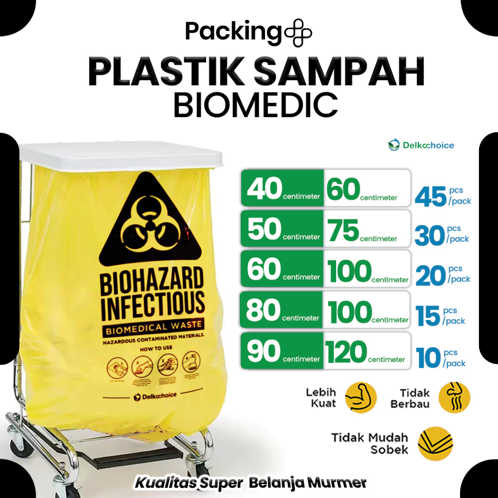 Kantong Plastik Sampah BioHazzard / Plastik Sampah Limbah Medis plastik Infeksius DELKOCHOICE