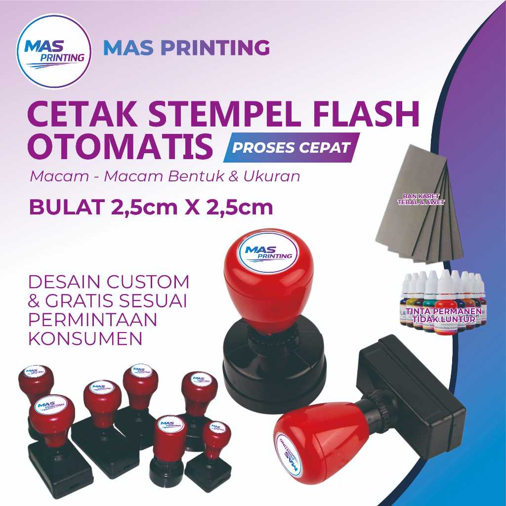 Cetak Stempel Ukuran 2,5 cm | Stempel Otomatis/Stempel Logo/Stempel Warna/Stempel custom/Cap warna/L