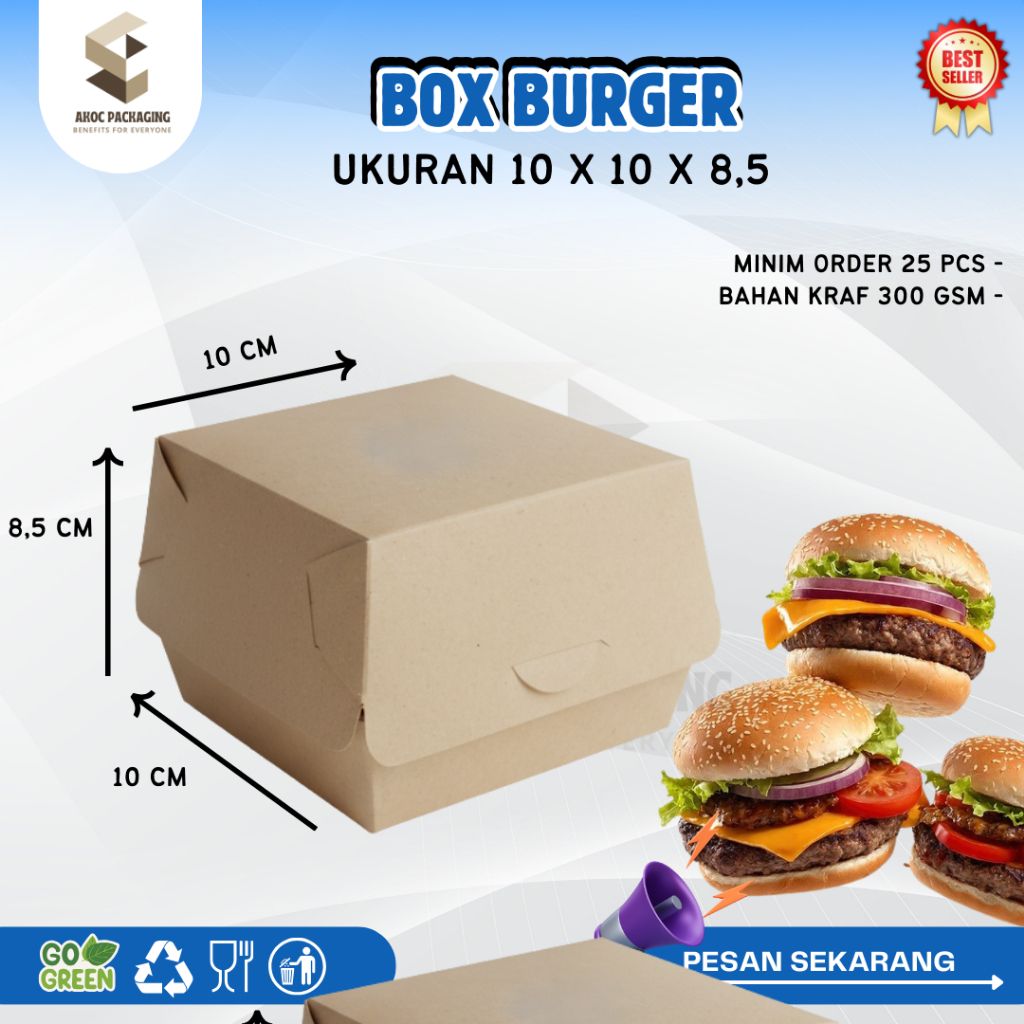Box Burger, Dus Burger, Kemasan Burger, Tempat Burger LAMINASI