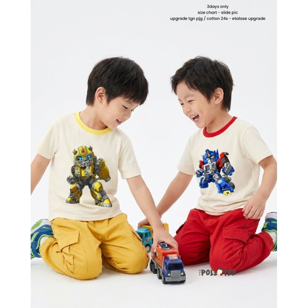 kaos anak laki robot POLLATEE trans robot former kaos anak, kaos dewasa, kaos oversize, kaos katun p