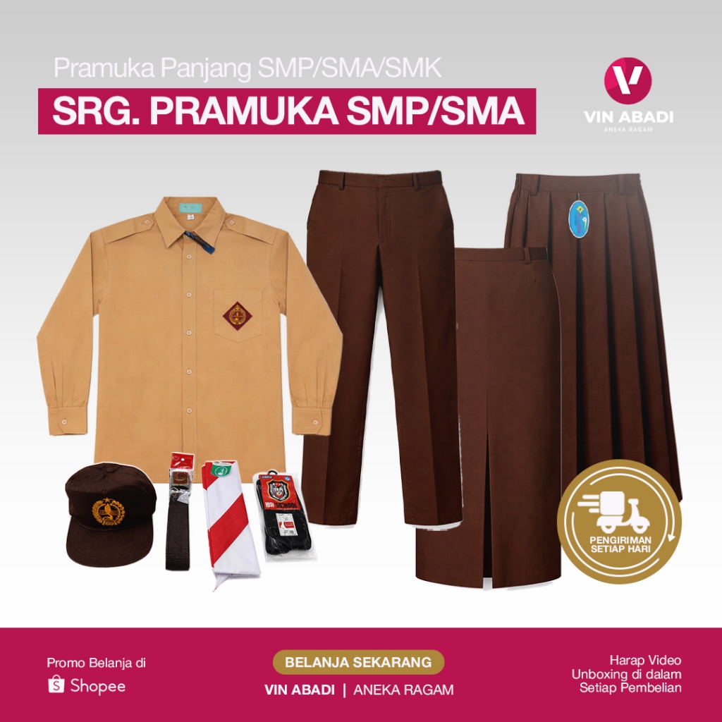 Seragam Pramuka SMP - SMA - SMK Panjang / Rok Plisket / Span / Celana Panjang