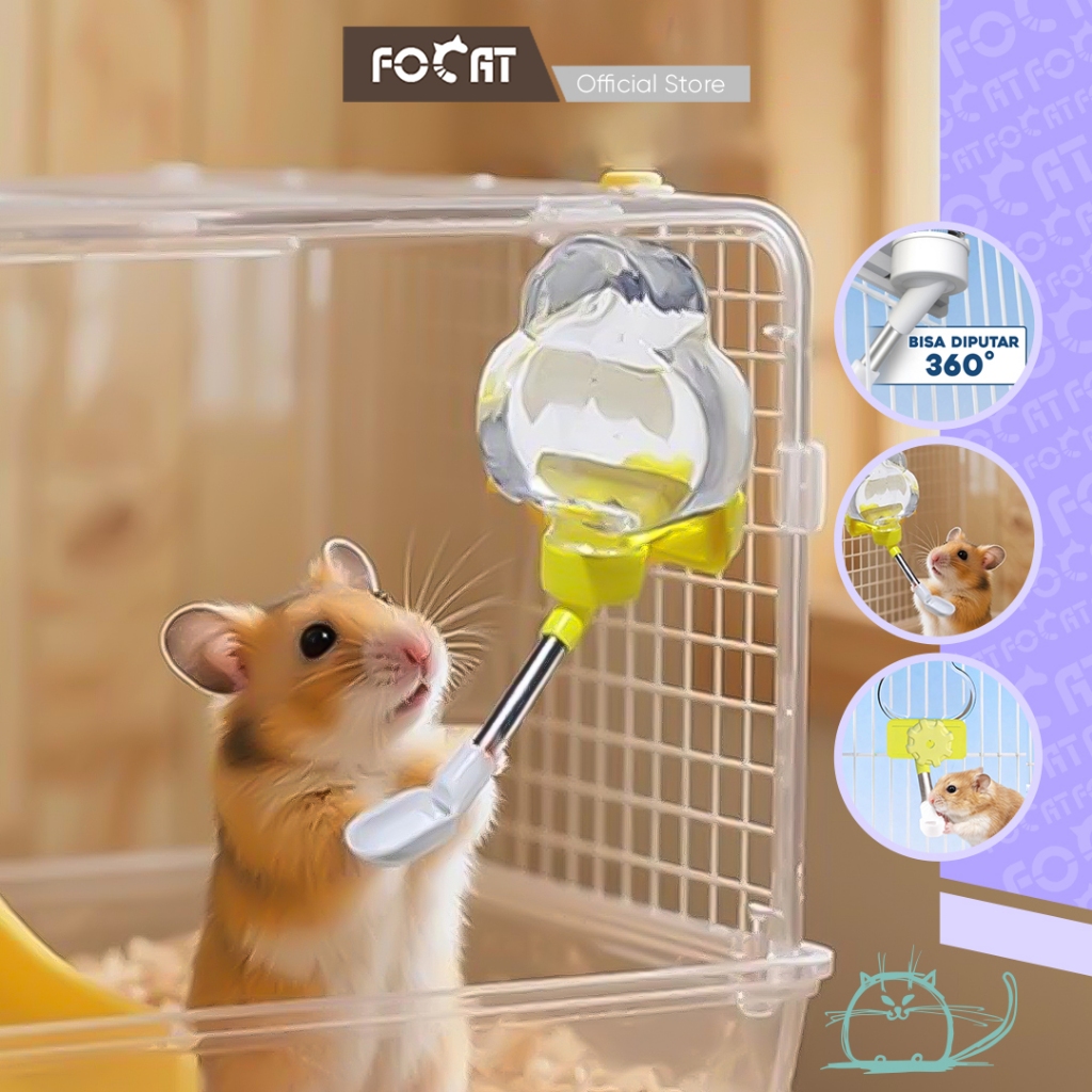 FOCAT Tempat Minum Hamster Otomatis F44 Dispenser Air Minum Hamster Tempat Minum Hamster / Anabul