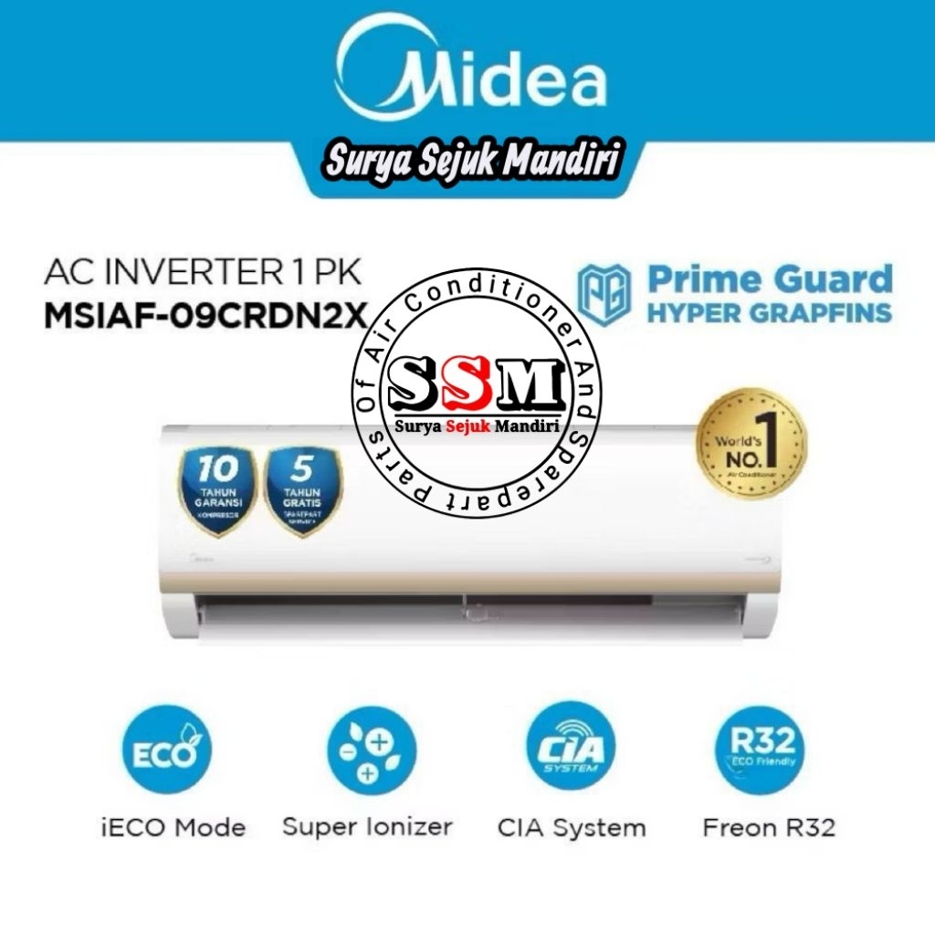 Midea Ac Inverter 1 Pk MSIAF09CRDN2 Ac Midea 1 Pk